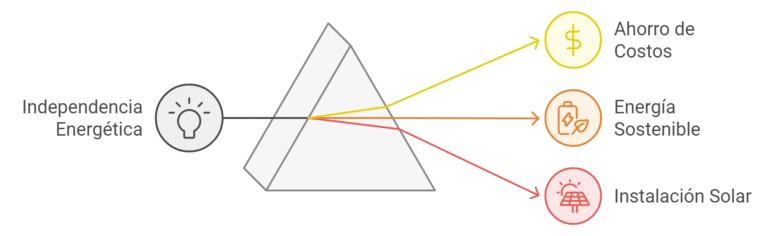 Ahorro a Largo Plazo: "Diagrama que muestra los beneficios de ahorro en costos, energía sostenible y la instalación de sistemas solares en Puerto Rico."